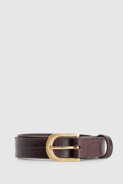Lila SM Leather Croc Emboss Belt