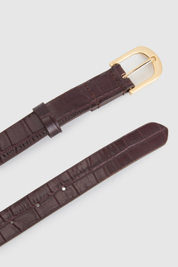 Lila SM Leather Croc Emboss Belt